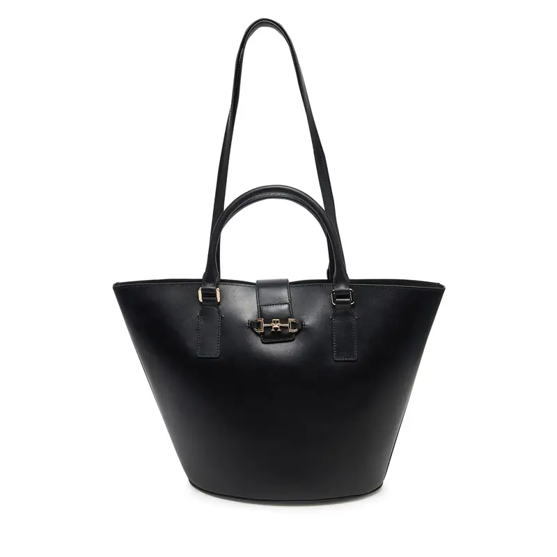 Borsetta Tommy Hilfiger Heritage Leather Tote AW0AW17209 Nero