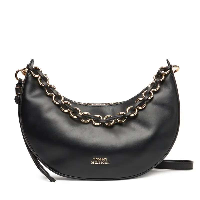 Borsetta Tommy Hilfiger Moon Leather Crossover AW0AW17467 Nero