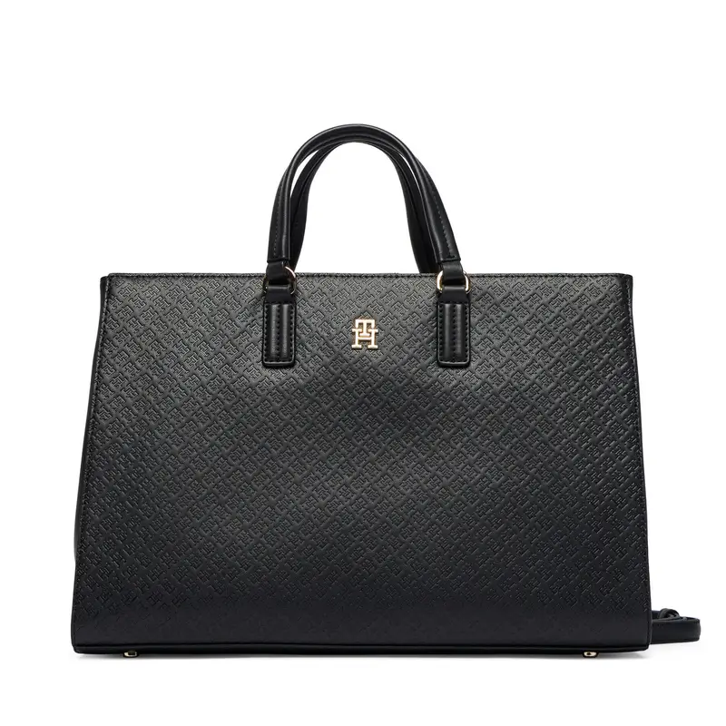 Borsetta Tommy Hilfiger Th Daily Satchel Mono AW0AW18418 Nero