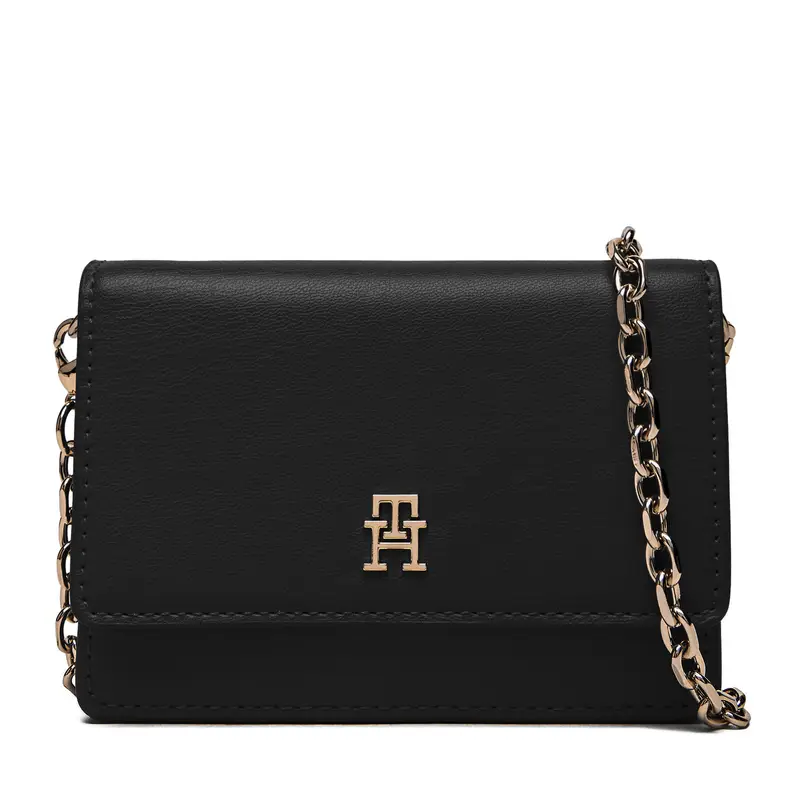 Borsetta Tommy Hilfiger Th Icon Card Holder W/Chain AW0AW18248 Nero