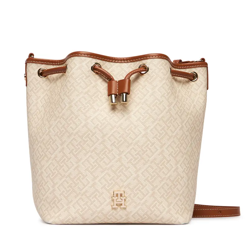 Borsetta Tommy Hilfiger Th Monoplay Bucket Le AW0AW18847 Beige