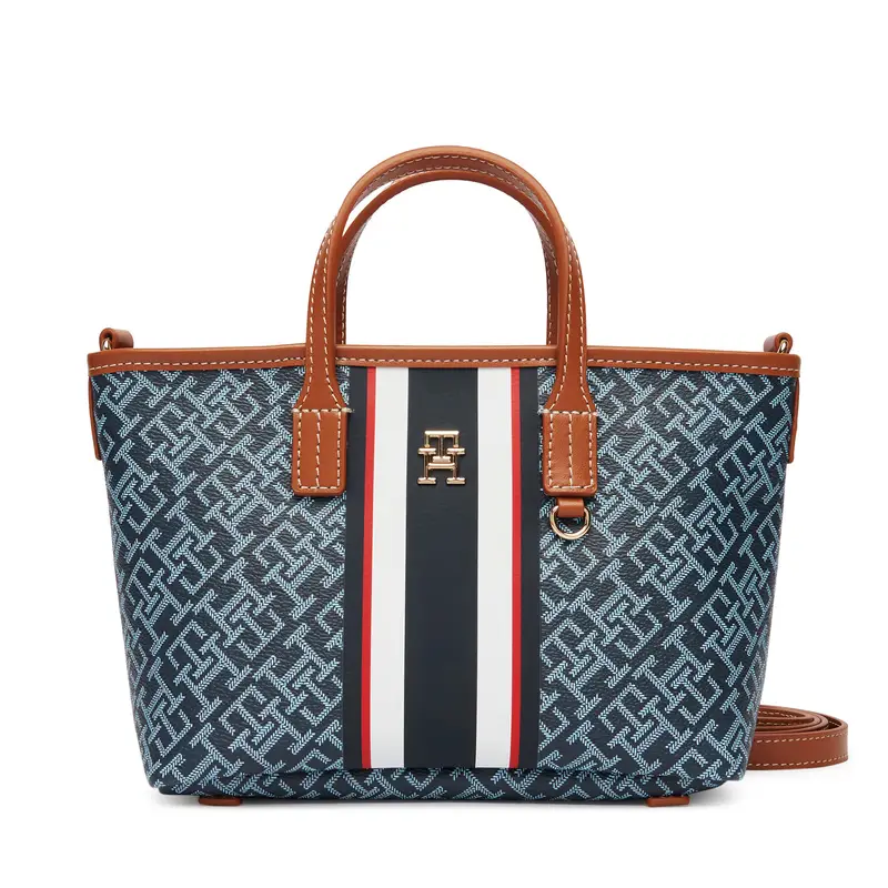 Borsetta Tommy Hilfiger Th Monoplay Mini Tote Stripe Le AW0AW18389 Blu