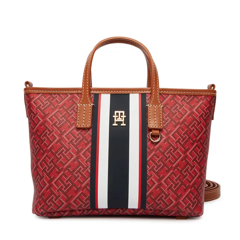 Borsetta Tommy Hilfiger Th Monoplay Mini Tote Stripe Le AW0AW18389 Rosso