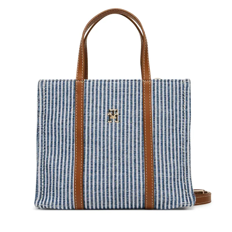 Borsetta Tommy Hilfiger Th Premium Beach Le Mini Tote AW0AW17208 Blu