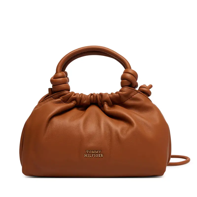 Borsetta Tommy Hilfiger Th Soft Leather Med Crossover AW0AW18369 Marrone