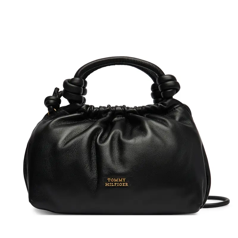 Borsetta Tommy Hilfiger Th Soft Leather Med Crossover AW0AW18369 Nero