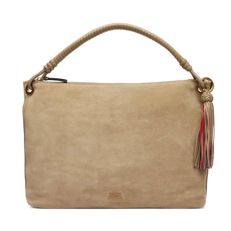 Borsetta Tommy Hilfiger Th Statement Leather Bag Suede AW0AW18402 Beige