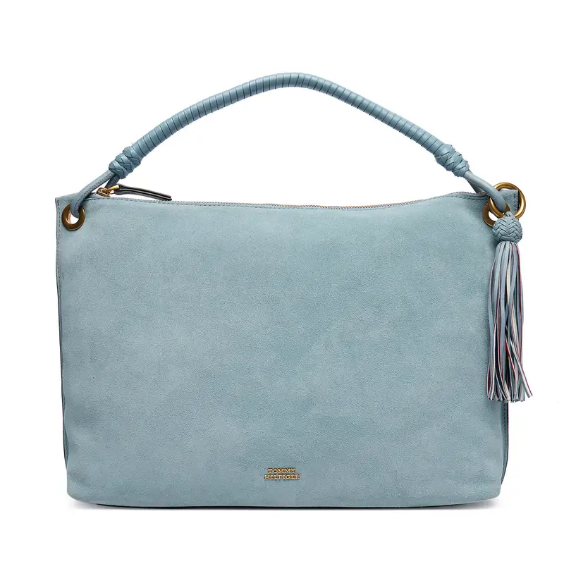 Borsetta Tommy Hilfiger Th Statement Leather Bag Suede AW0AW18402 Celeste