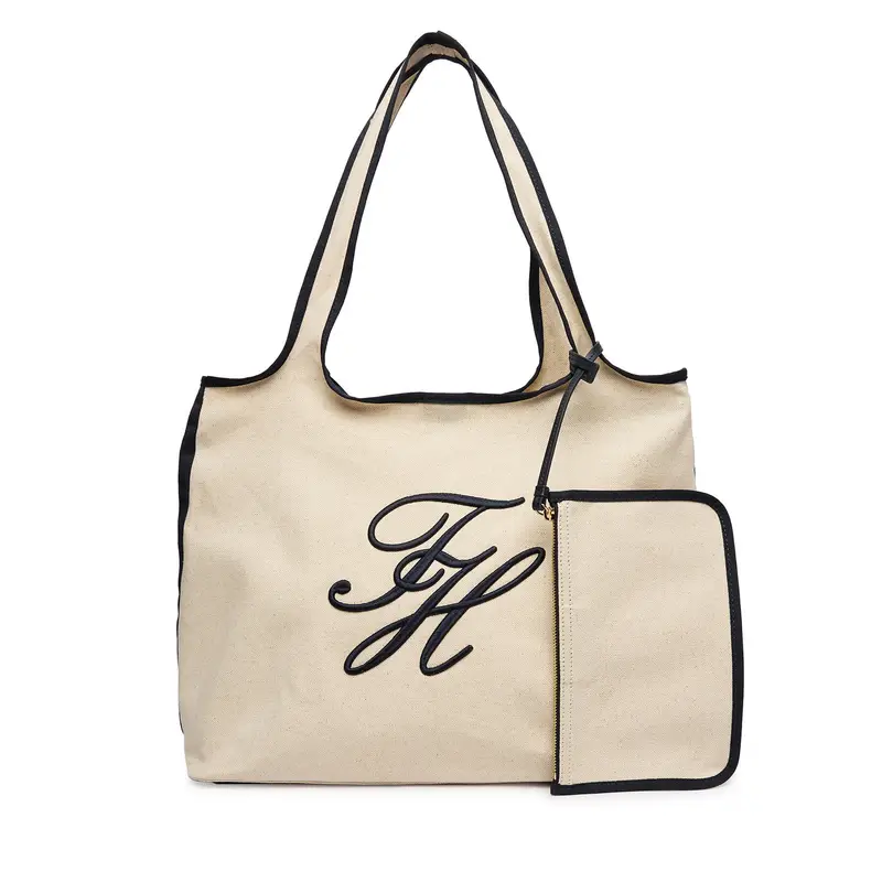 Borsetta Tommy Hilfiger Th Summer Tote Canvas AW0AW18398 Bianco