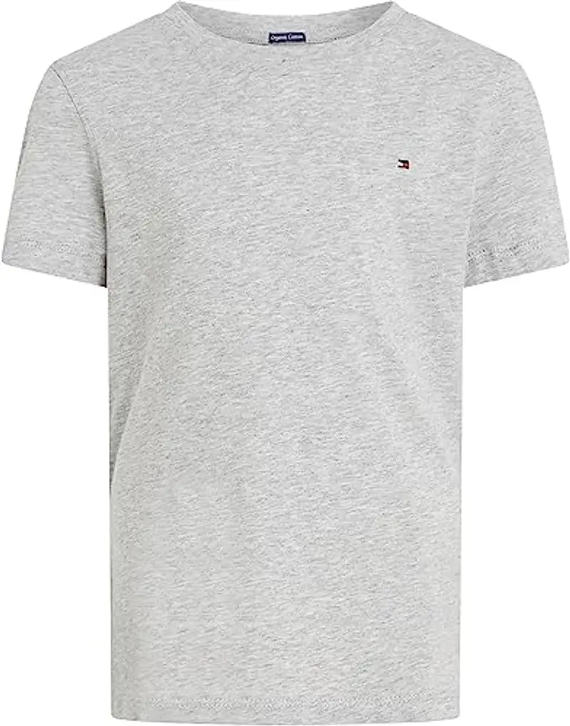 Tommy Hilfiger Boys Basic CN Knit S/S, Maglietta, Bambini e Ragazzi, Grey Heather, 7