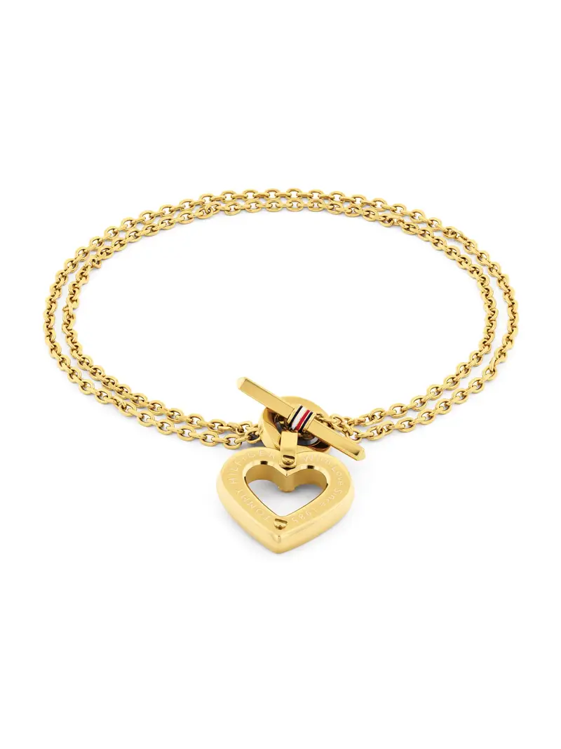 TOMMY HILFIGER Braccialetto 'TOGGLE HEART'  navy / blu chiaro / oro / rosso sangue