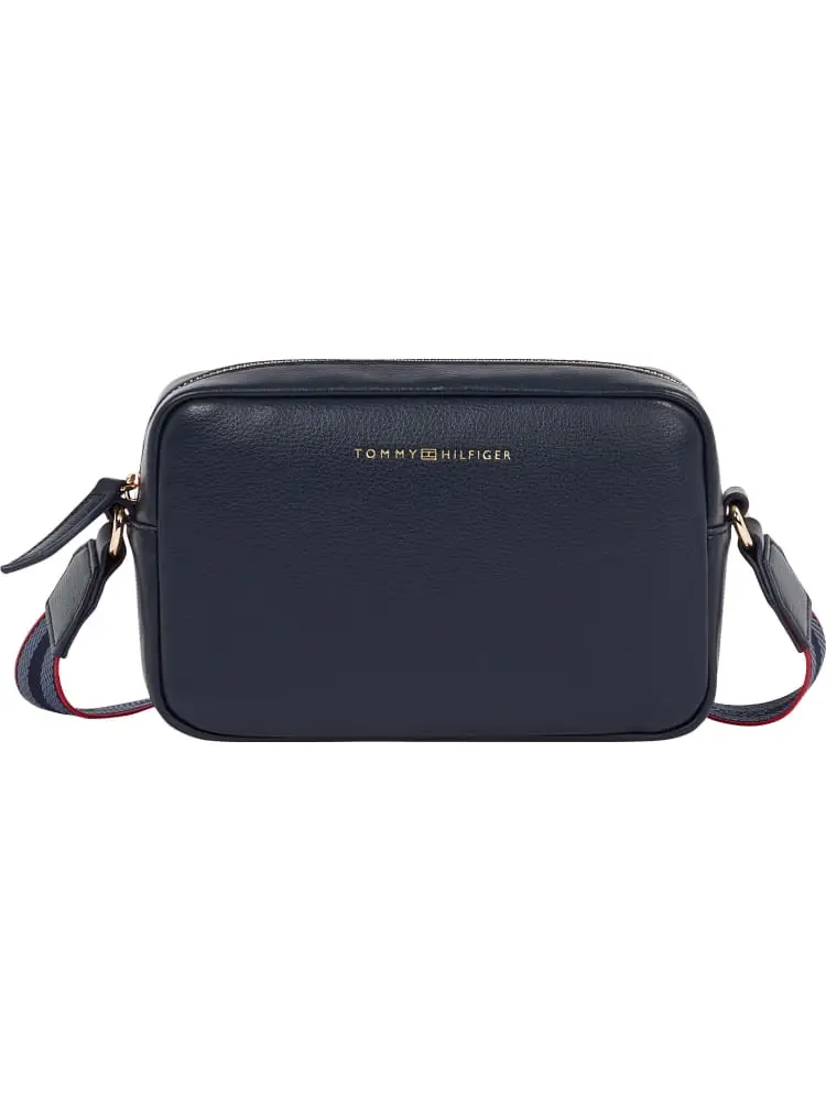 camera bag con tracolla in tessuto blu