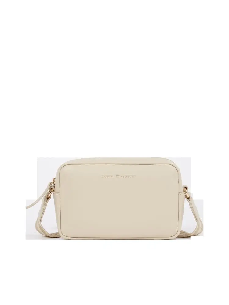 camera bag con tracolla in tessuto panna