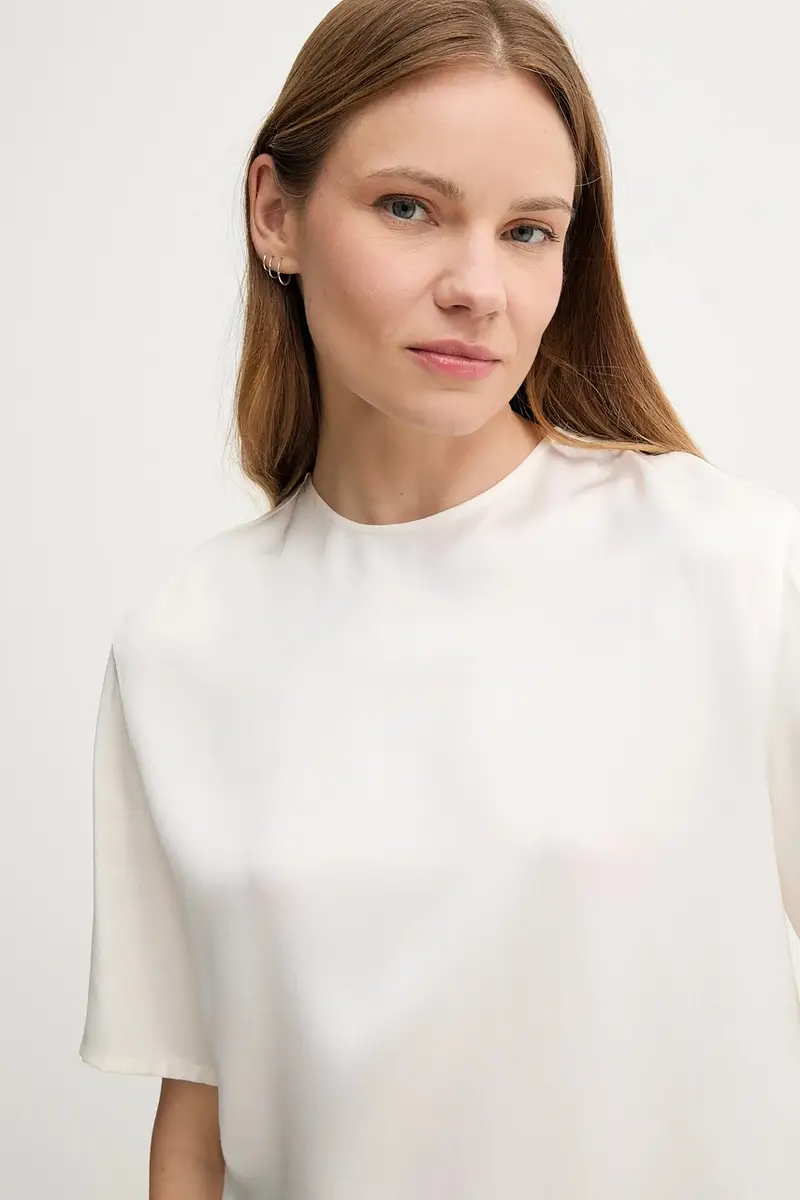 camicetta donna colore bianco WW0WW45900 Beige miniatura 4