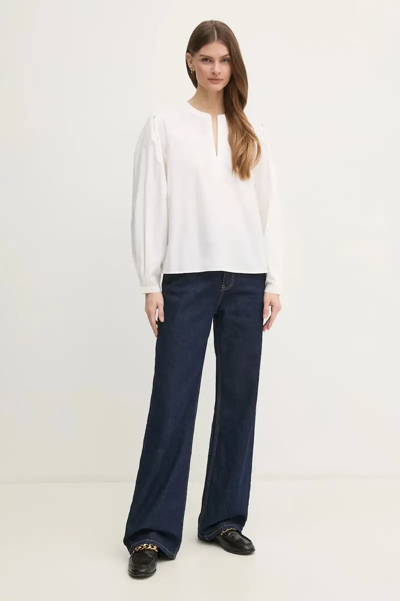 camicetta in cotone donna colore bianco WW0WW44059 miniatura 2