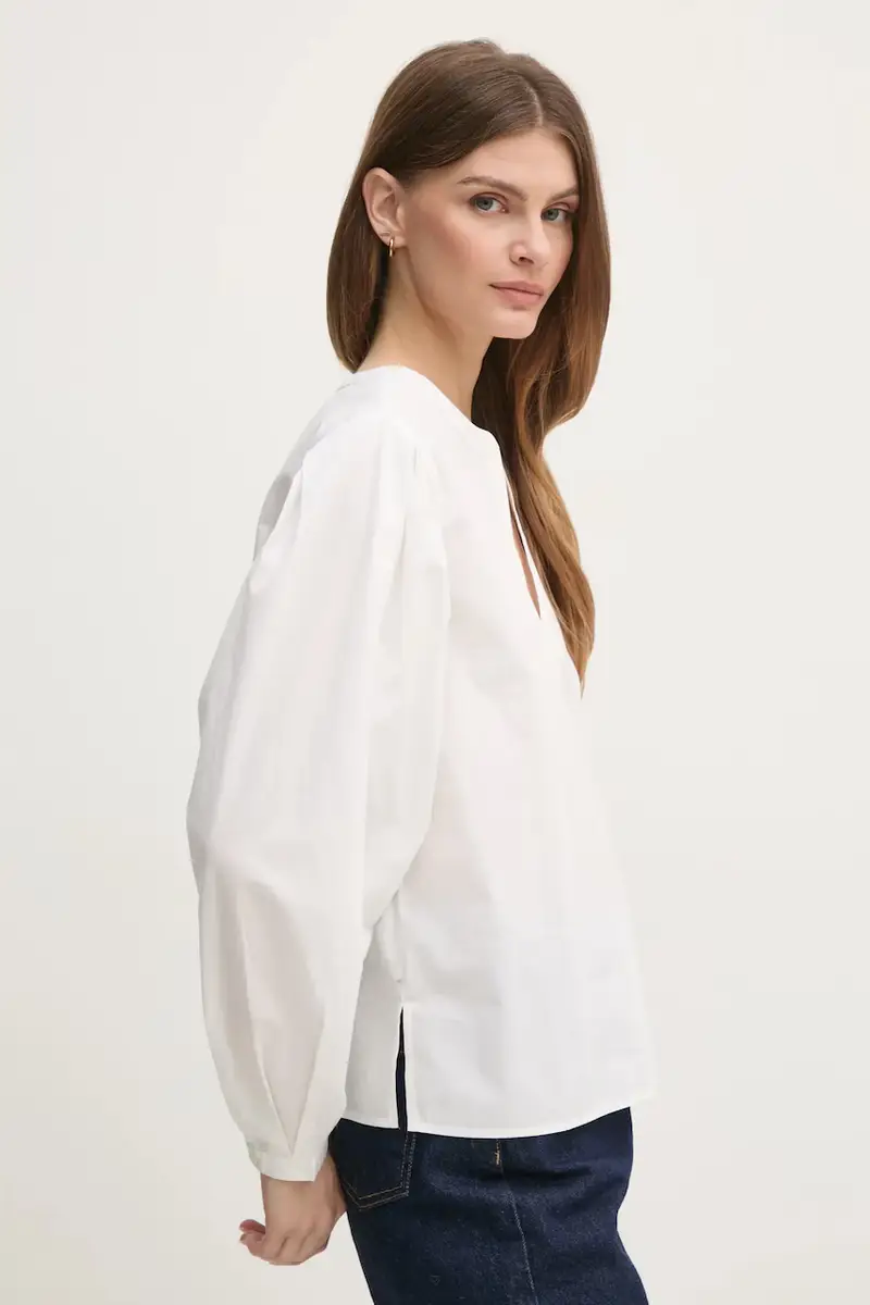 camicetta in cotone donna colore bianco WW0WW44059 miniatura 4