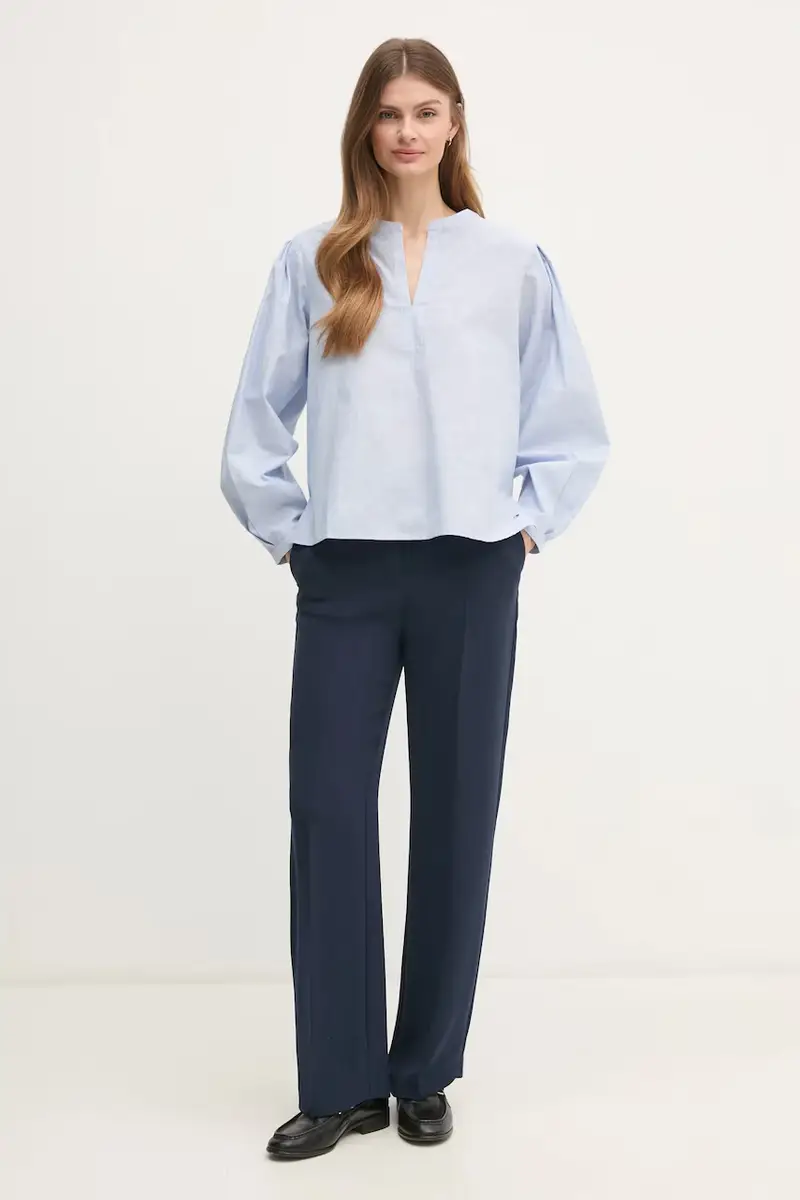 camicetta in cotone donna colore blu WW0WW45319 miniatura 2