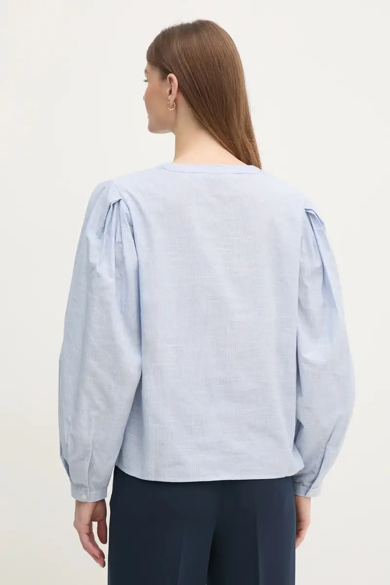 camicetta in cotone donna colore blu WW0WW45319 miniatura 3