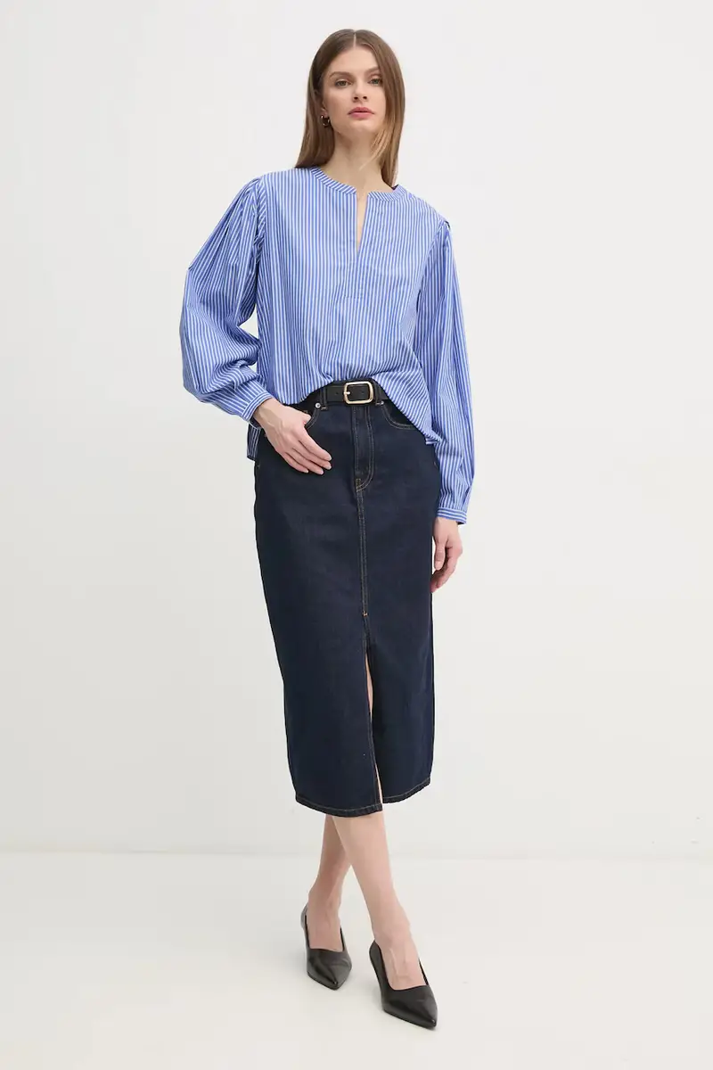 camicetta in cotone donna colore violetto WW0WW44059 miniatura 2