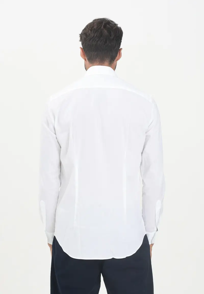 TOMMY HILFIGER Camicia a manica lunga bianca da uomo con logo miniatura 2