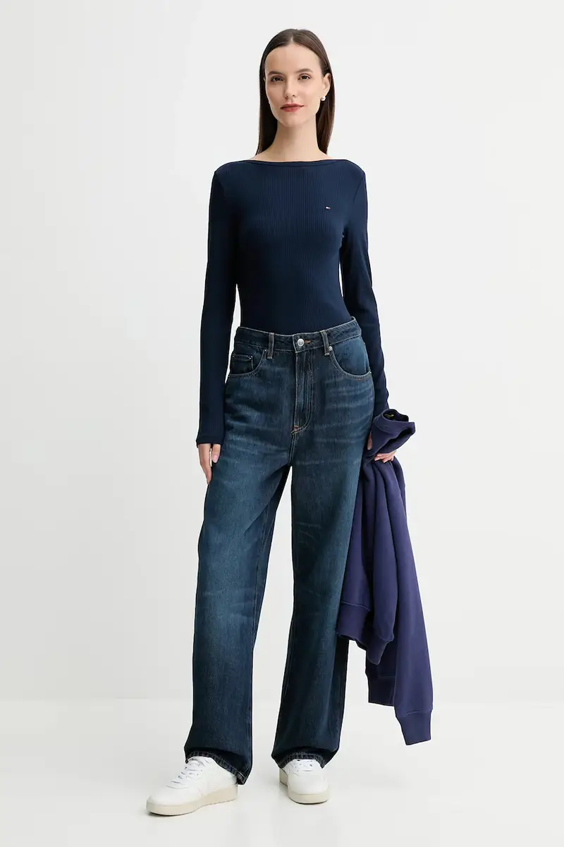 camicia a maniche lunghe colore blu navy WW0WW47309 miniatura 2