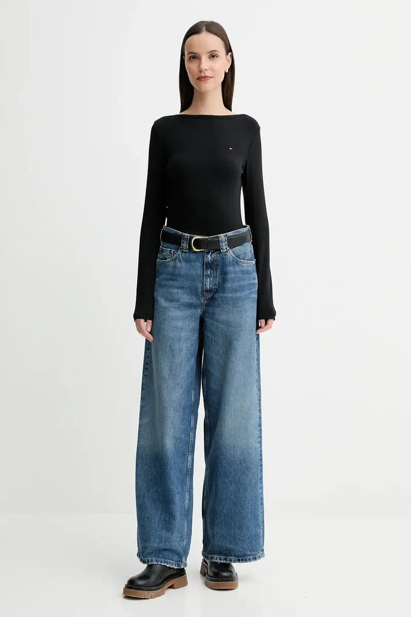 camicia a maniche lunghe colore nero WW0WW47309 miniatura 2