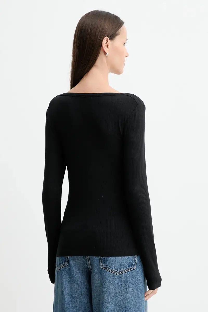 camicia a maniche lunghe colore nero WW0WW47309 miniatura 3