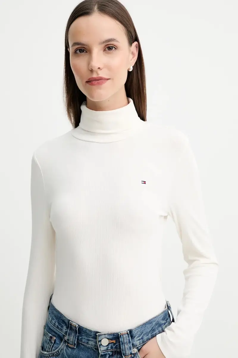 camicia a maniche lunghe donna colore blu navy WW0WW39826 Beige miniatura 4