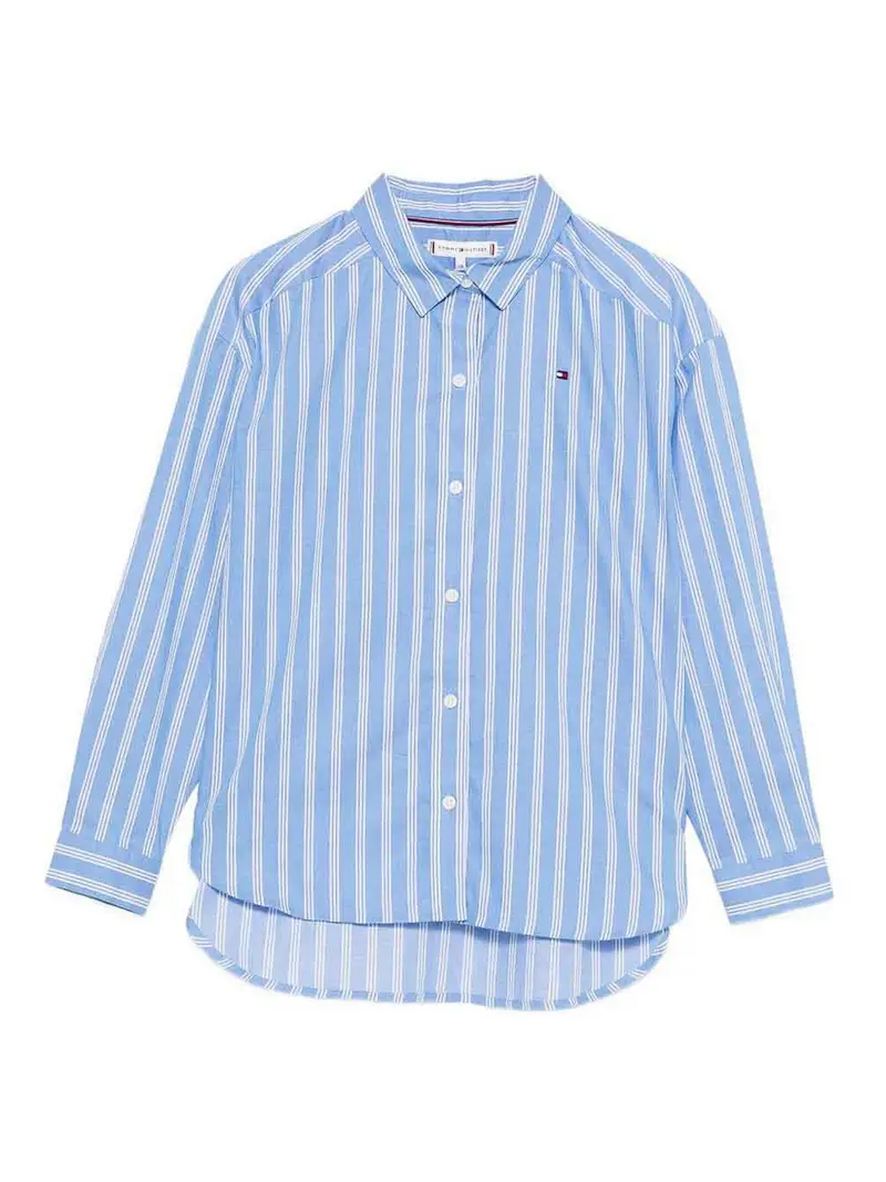 Camicia a strisce a maniche lunghe Azzurro