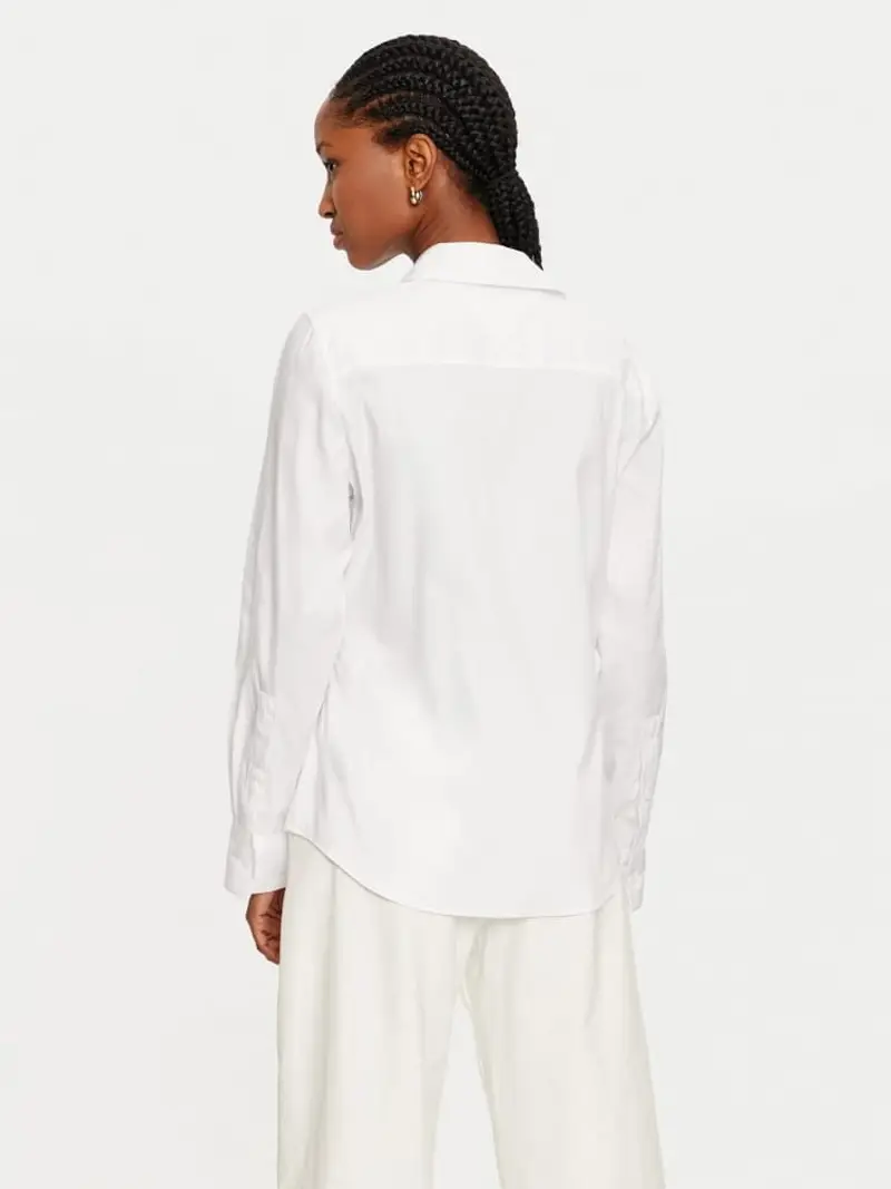 Tommy Hilfiger camicia bianca donna in cotone mini logo sul petto miniatura 2