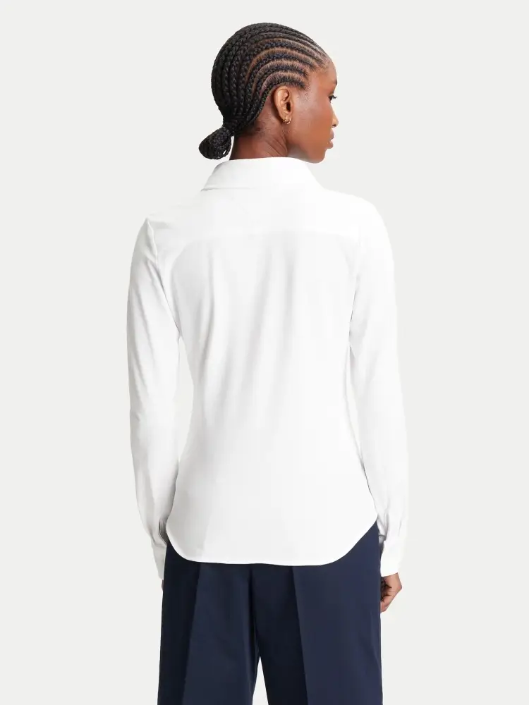 camicia bianca donna in cotone slim fit mini logo sul petto miniatura 2