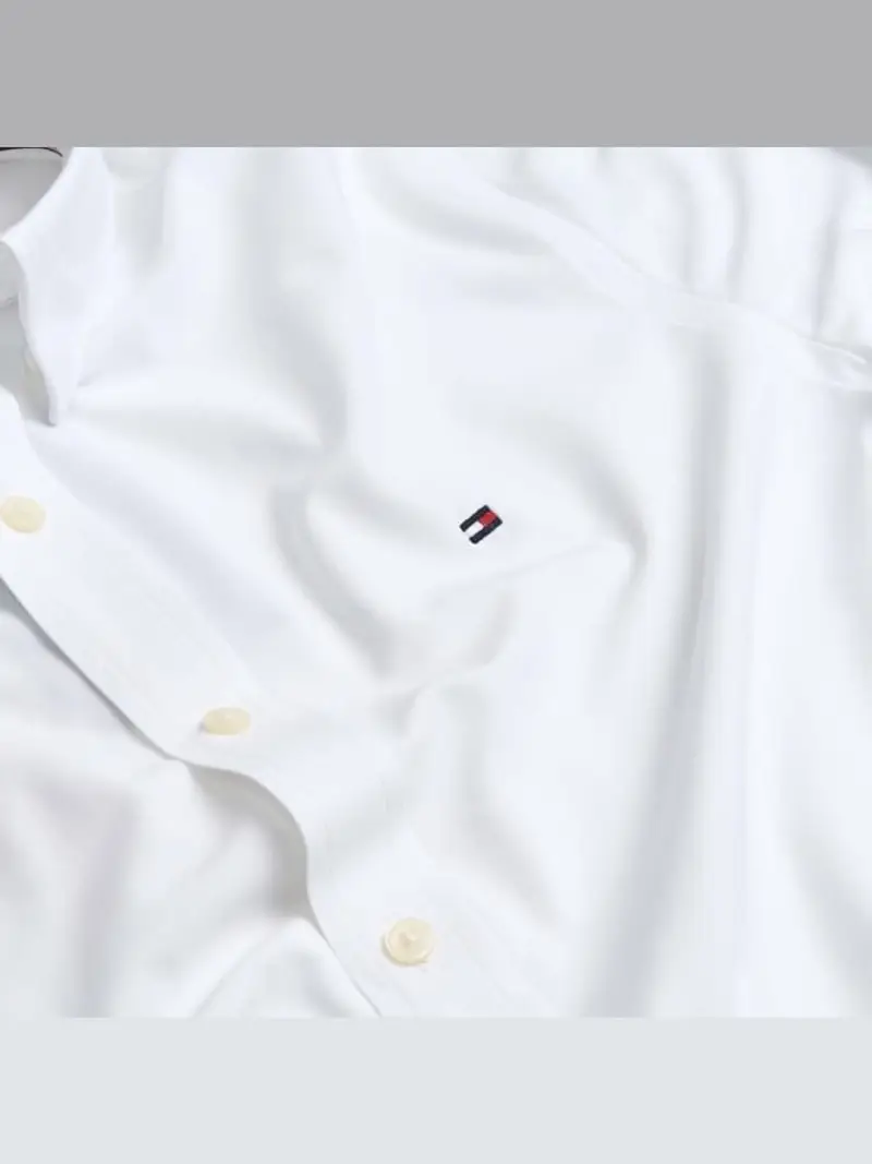 Tommy Hilfiger camicia bianca uomo in cotone mini logo sul petto miniatura 3