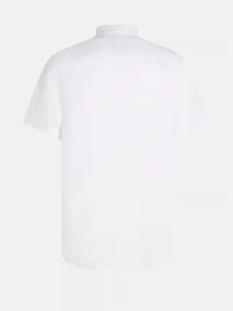 Tommy Hilfiger camicia bianca uomo in lino mini logo sul petto miniatura 2