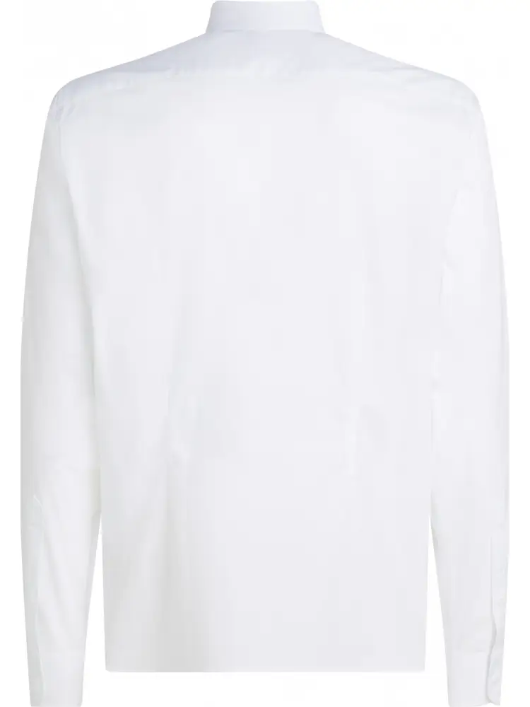 camicia bianca uomo in popeline di cotone mini logo sul petto miniatura 2