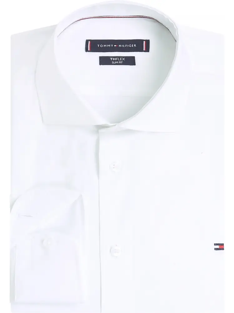 camicia bianca uomo in popeline di cotone mini logo sul petto miniatura 3