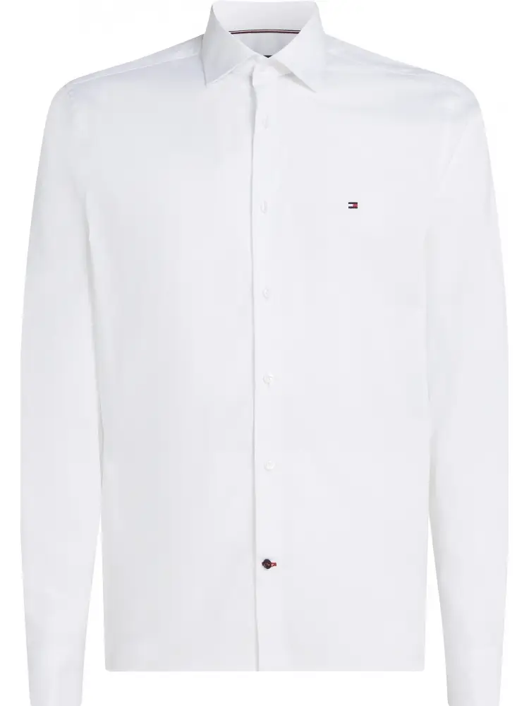 camicia bianca uomo in popeline di cotone mini logo sul petto