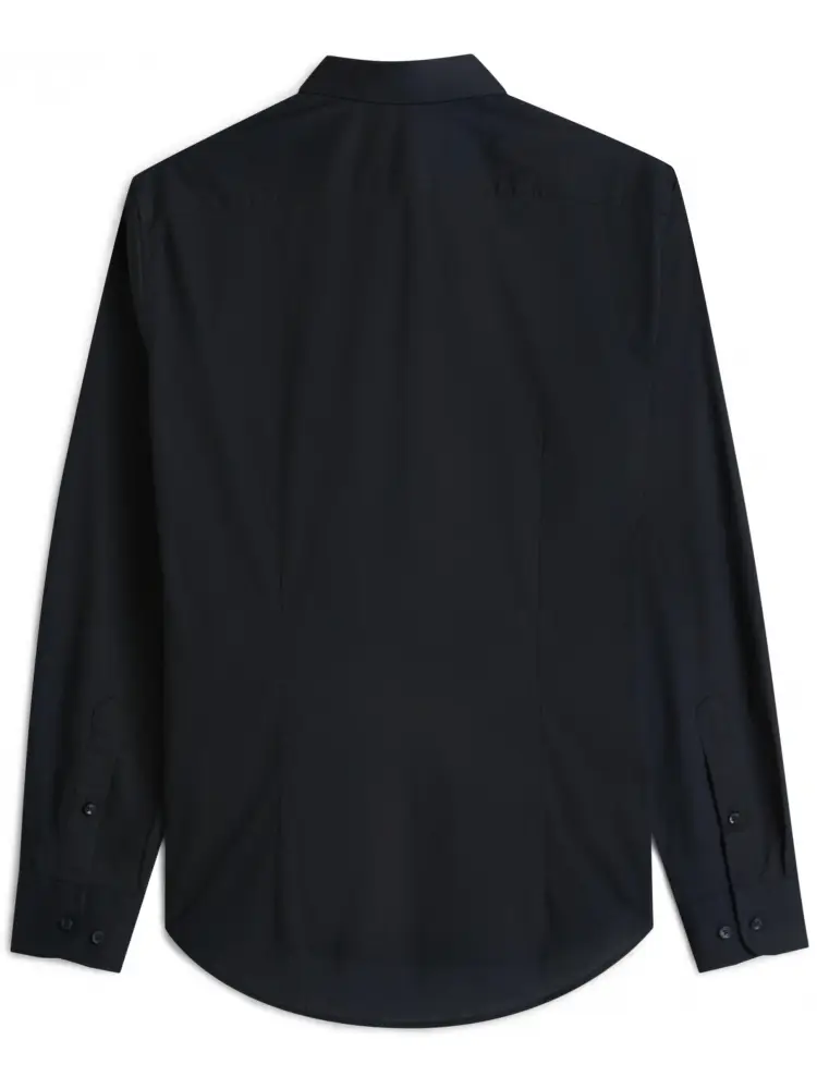 camicia blu navy uomo in popeline di cotone mini logo sul petto miniatura 2