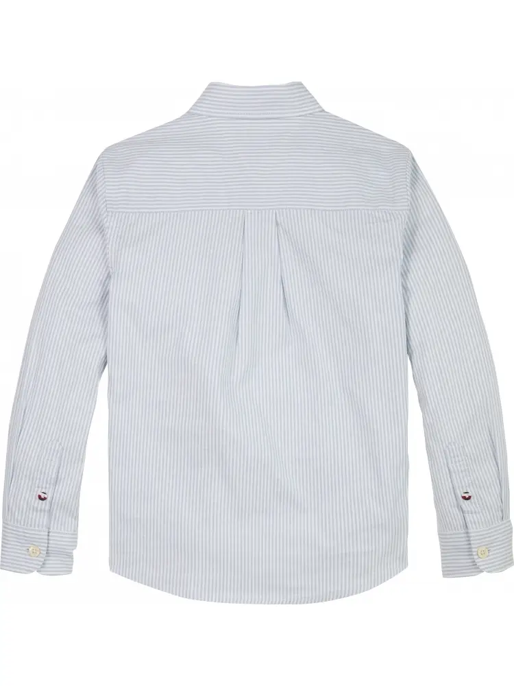 camicia celeste bambino a righe in cotone mini logo sul petto miniatura 2