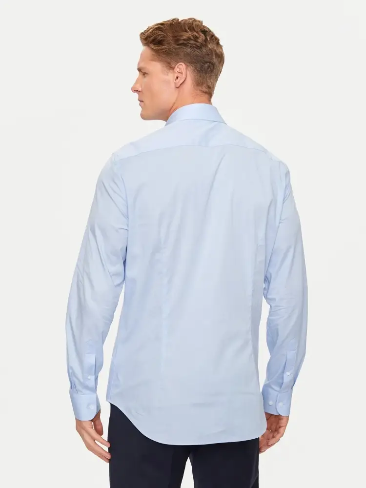 camicia celeste uomo in popeline di cotone mini logo sul petto miniatura 2