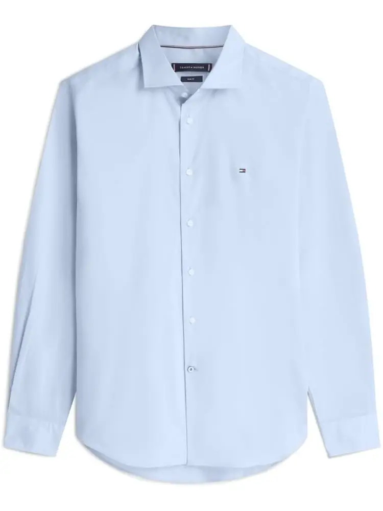 camicia celeste uomo mini logo