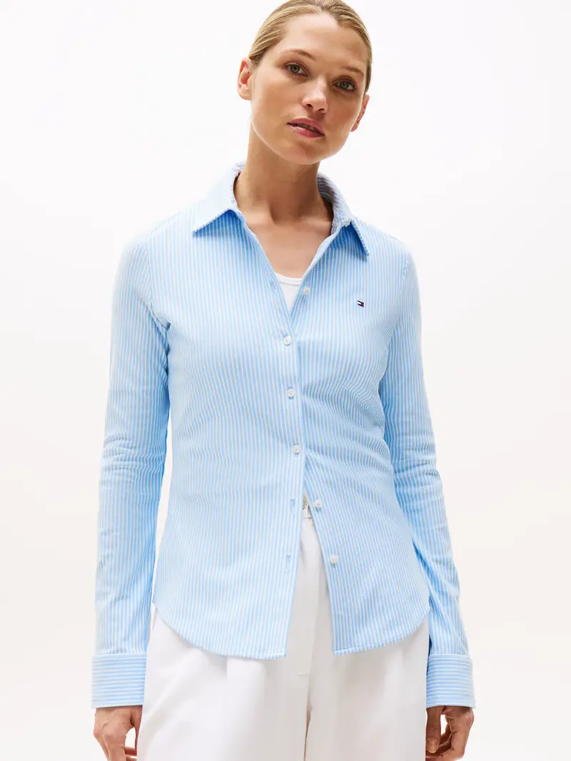 Camicia da donna '1985' blu chiaro / bianco miniatura 2
