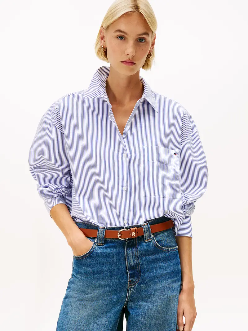 Camicia da donna blu / bianco miniatura 2