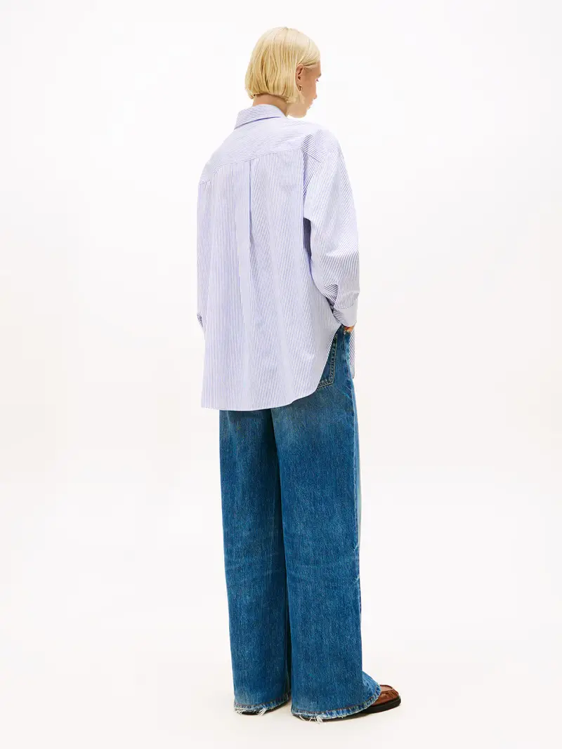 Camicia da donna blu / bianco miniatura 3