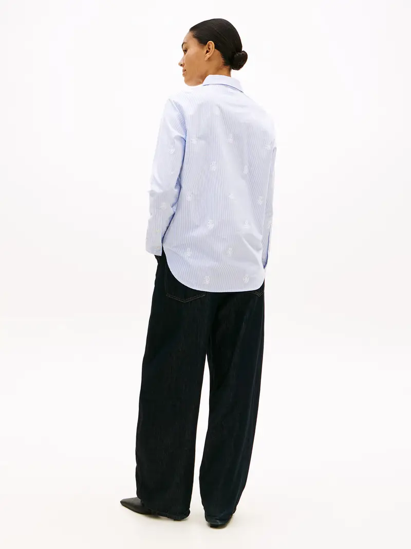 Camicia da donna blu chiaro / bianco miniatura 3