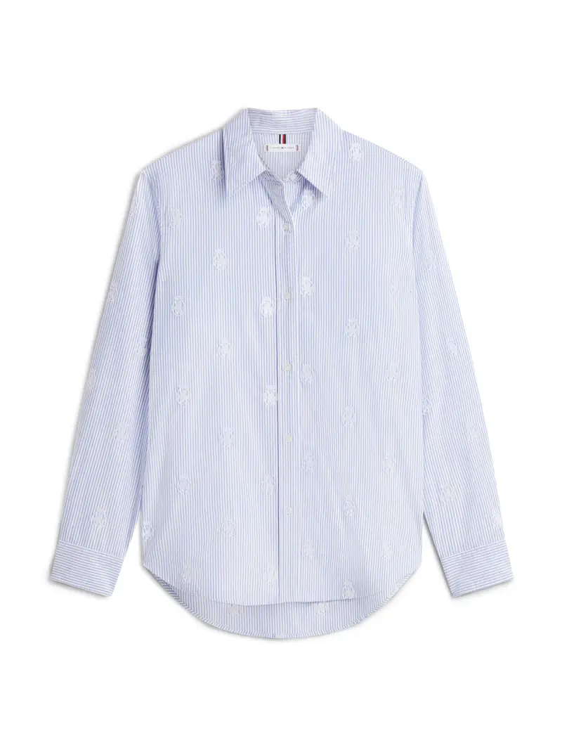 Camicia da donna blu chiaro / bianco