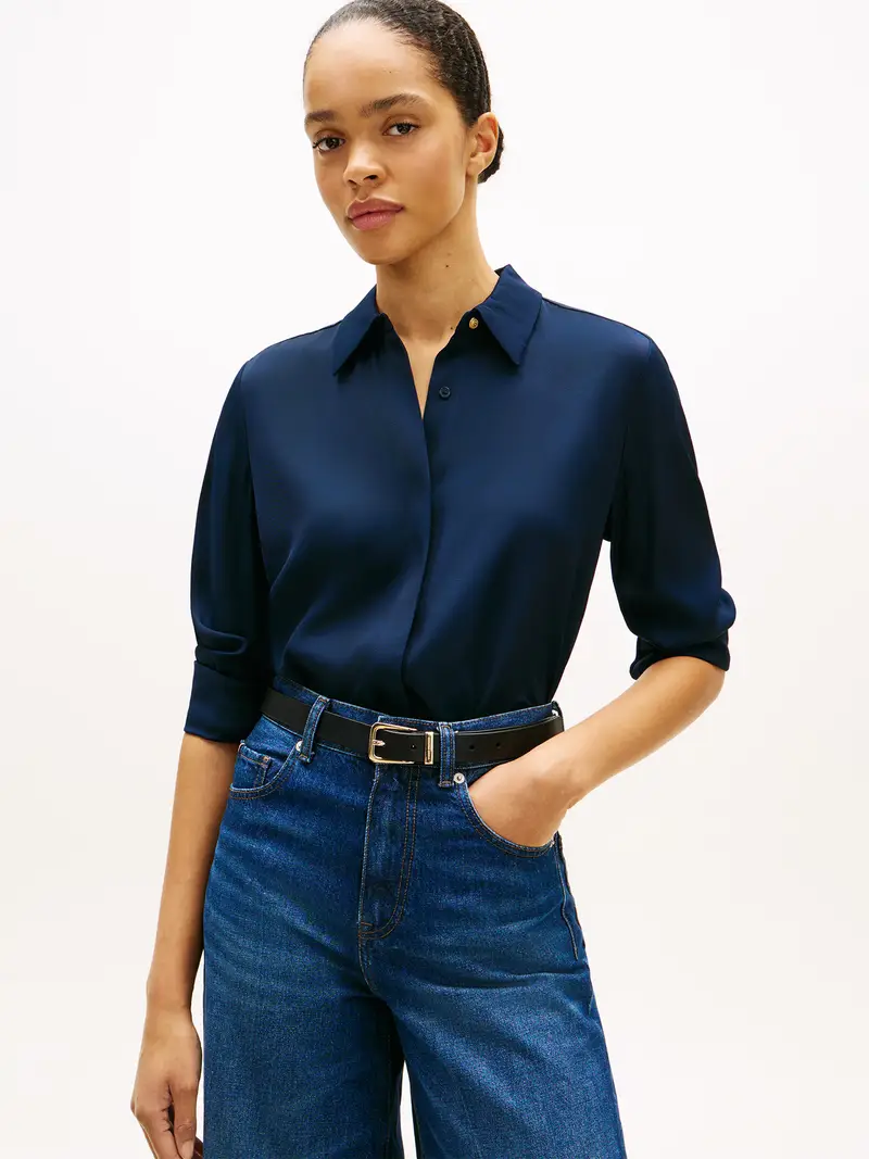 Camicia da donna blu scuro miniatura 2