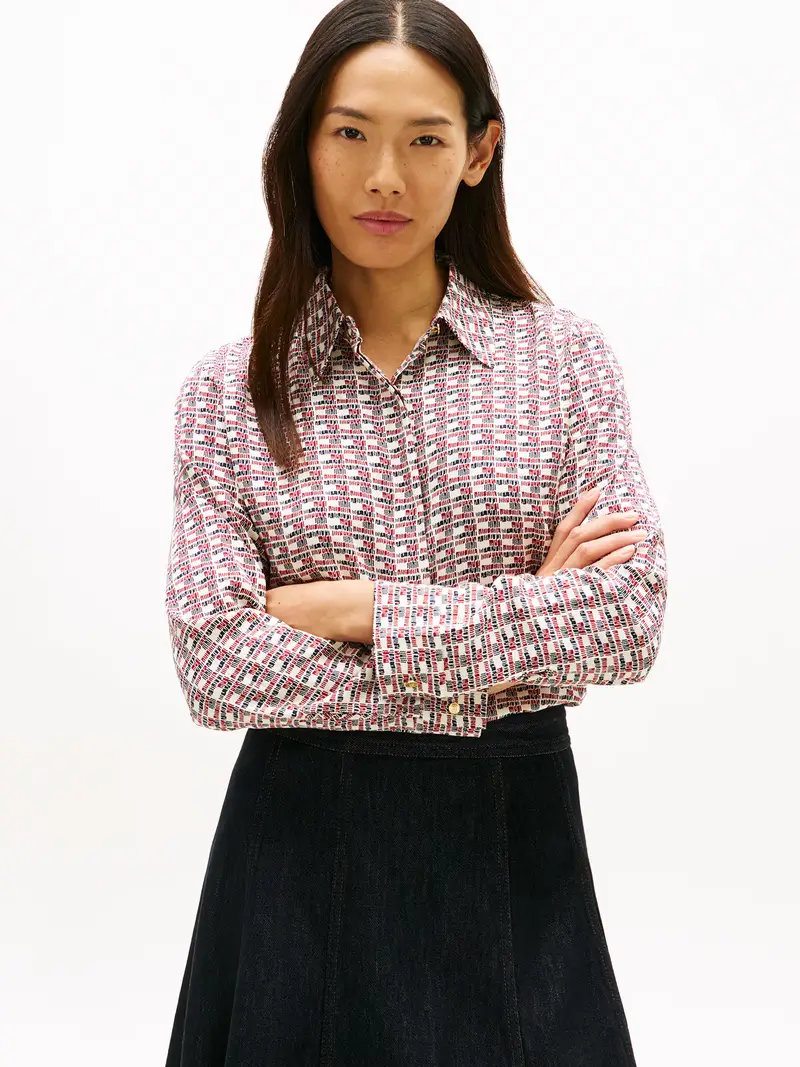 Camicia da donna blu scuro / rosso / bianco miniatura 2