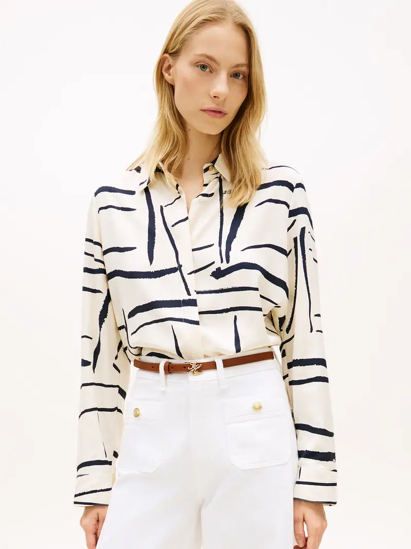 Camicia da donna nero / bianco naturale miniatura 2