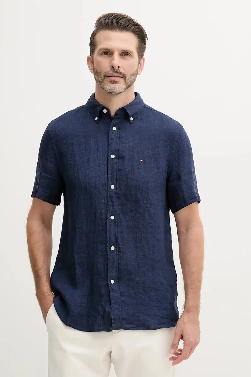 camicia di lino colore blu navy MW0MW35207