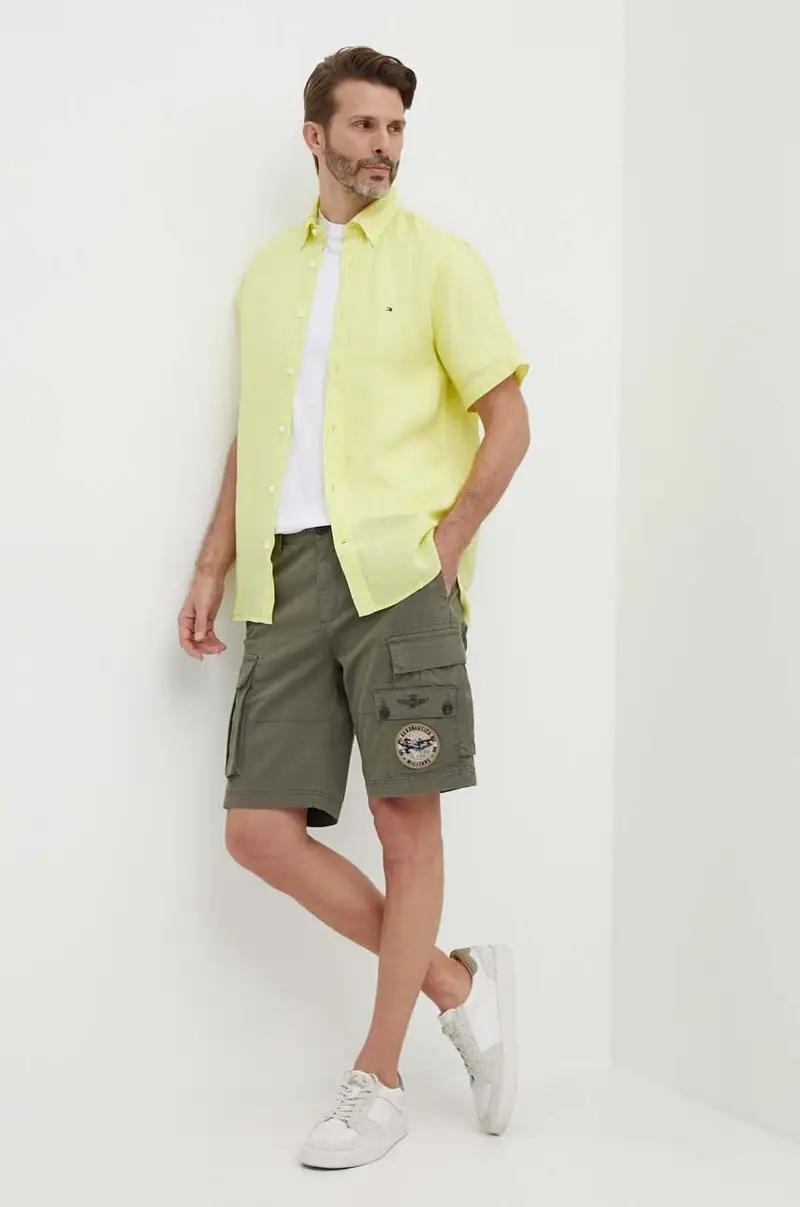 camicia di lino colore giallo MW0MW35207 miniatura 3